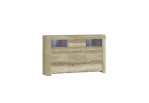 Modern style designer sideboard with shelves, 4-sliding drawers & 2-swing doors made of MDF/chipboard