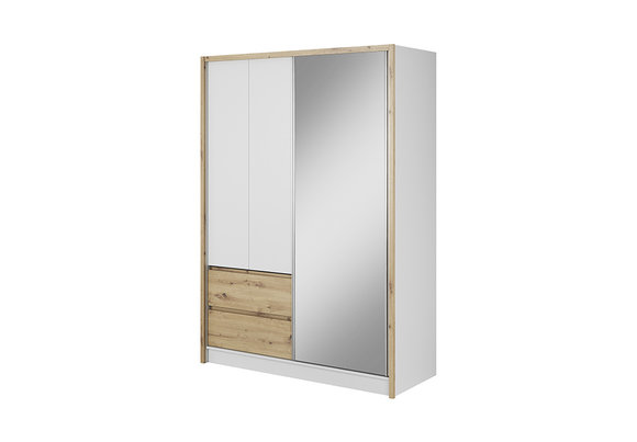 Modern style design wardrobe with 3-swing doors & 2-sliding drawers made of MDF/chipboard 180cm