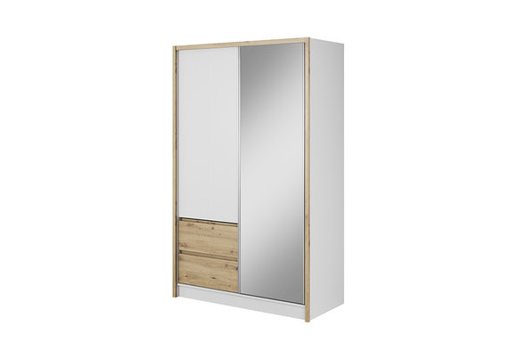 Designer massive wardrobe with 2-swing doors & 2-sliding drawers made of MDF 200cm