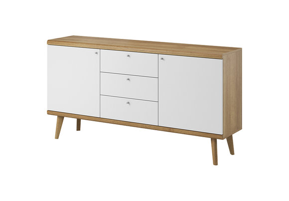 Living room designer sideboard with 3-sliding drawers & 2-swing doors in modern style