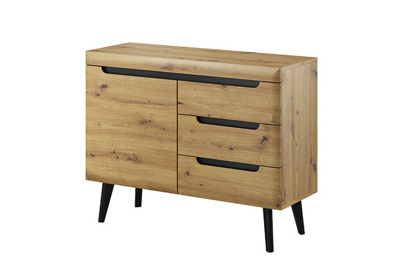 Modern style made of real MDF solid wooden chest of 3-sliding drawers & a swing door