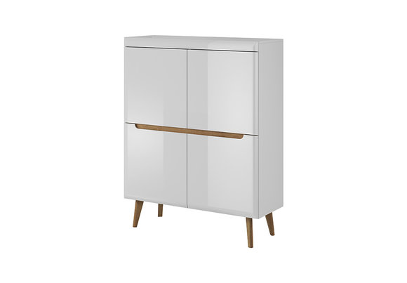 Modern style living room gloss sideboard with 4-swing doors made of real wood