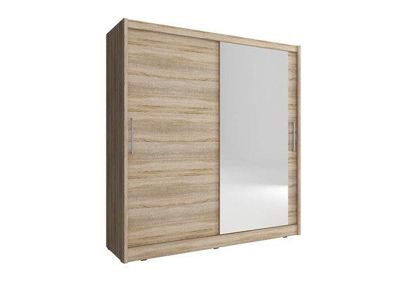 Modern style designer wardrobe made of MDF with 2-sliding doors & mirror 180cm