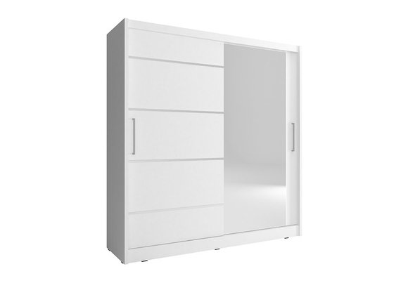 Modern style designer wardrobe made of MDF with 2-sliding doors & mirror 200cm