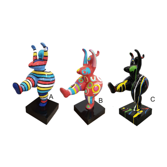 Abstract decorative sculpture designed as a gymnastic figure in colorful patterns 85cm