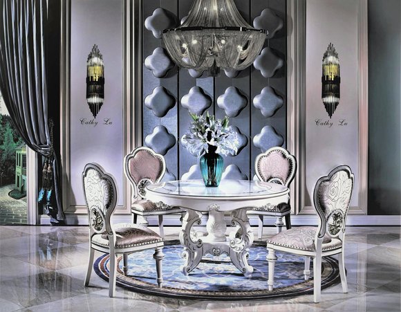 Luxury classic style baroque/rococo design dining room set of 6x chairs & table