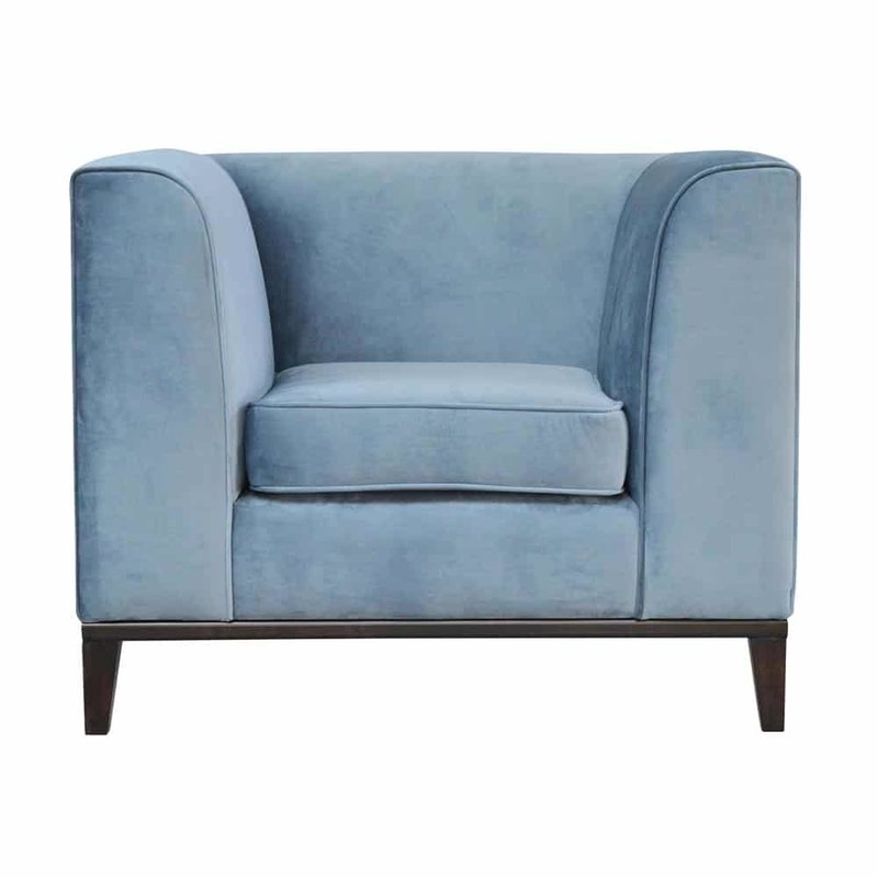 Armchair Chair 1x Dining Room Television Lounge Textile Seat Blue Modern Upholstered Chair