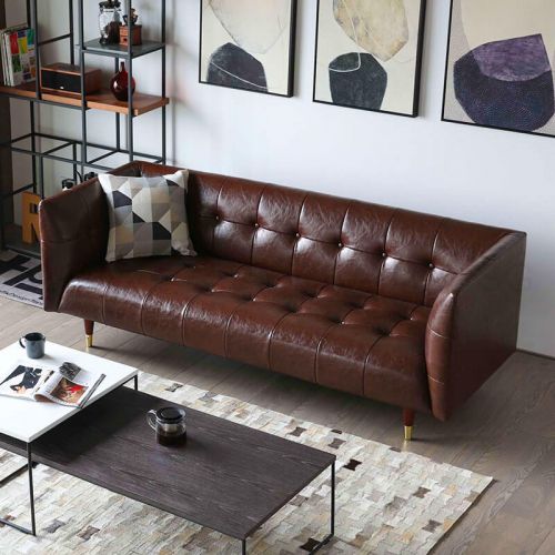 Chesterfield 3 seater sofa leather sofa couch upholstery seat set 3 seater sofas new brown