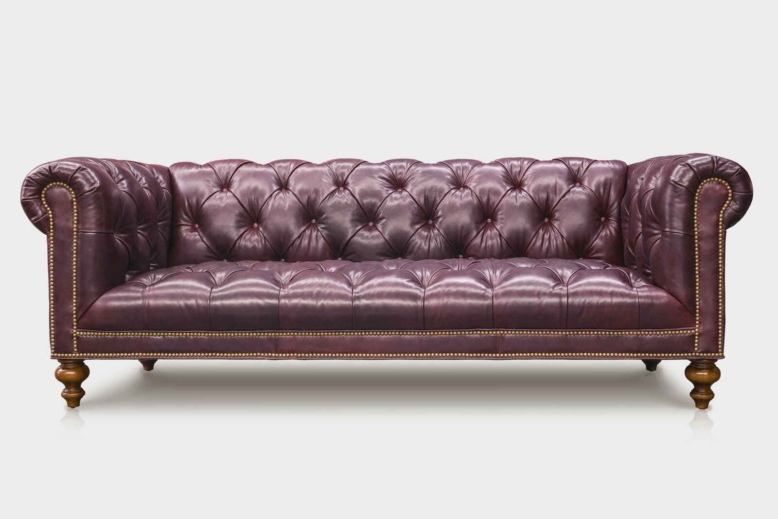 Luxurious Royal Sofa Chesterfield 3-seater Upholstered Faux Leather Glossy Purple New