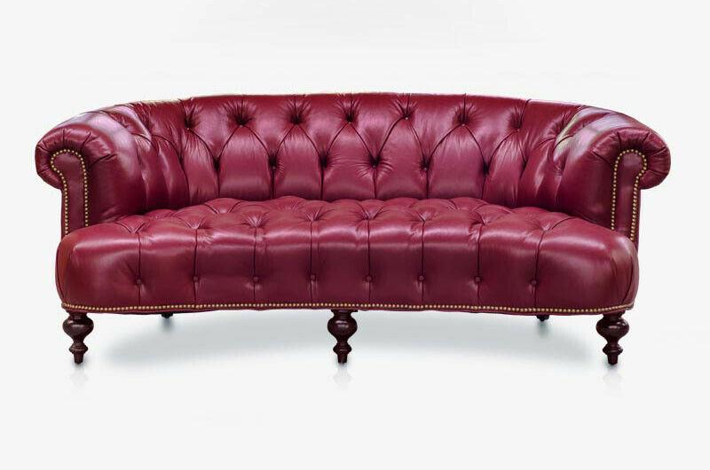 English Style Furniture Chesterfield 3-Seater Couch Upholstered Premium Faux Leather Red