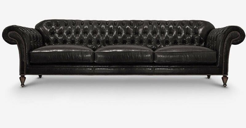 Chesterfield Complete Sofa Set 3+2+1 Seater Classic Black Couches With Soft Cushions Leather