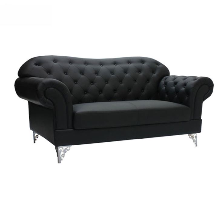 Chesterfield Sofa 3-Seater Premium Faux Leather Black Modern Couch Living Room