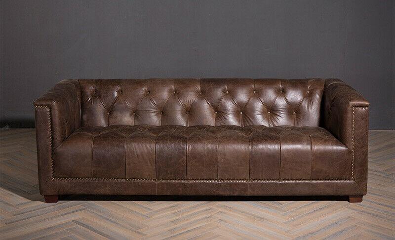 Premium Chesterfield Sofa Set 3+1 Seater New Faux Leather Upholstered Brown Couches