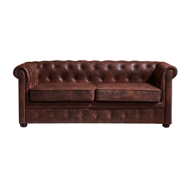 Chesterfield Mens Club Sofa Couch Leather Upholstery Two Seater Brown NEW jvfurniture®