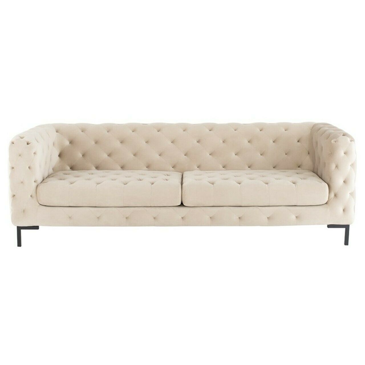 Beige Chesterfield sofa 3-seater couch upholstery fabric premium textile choice velvet new