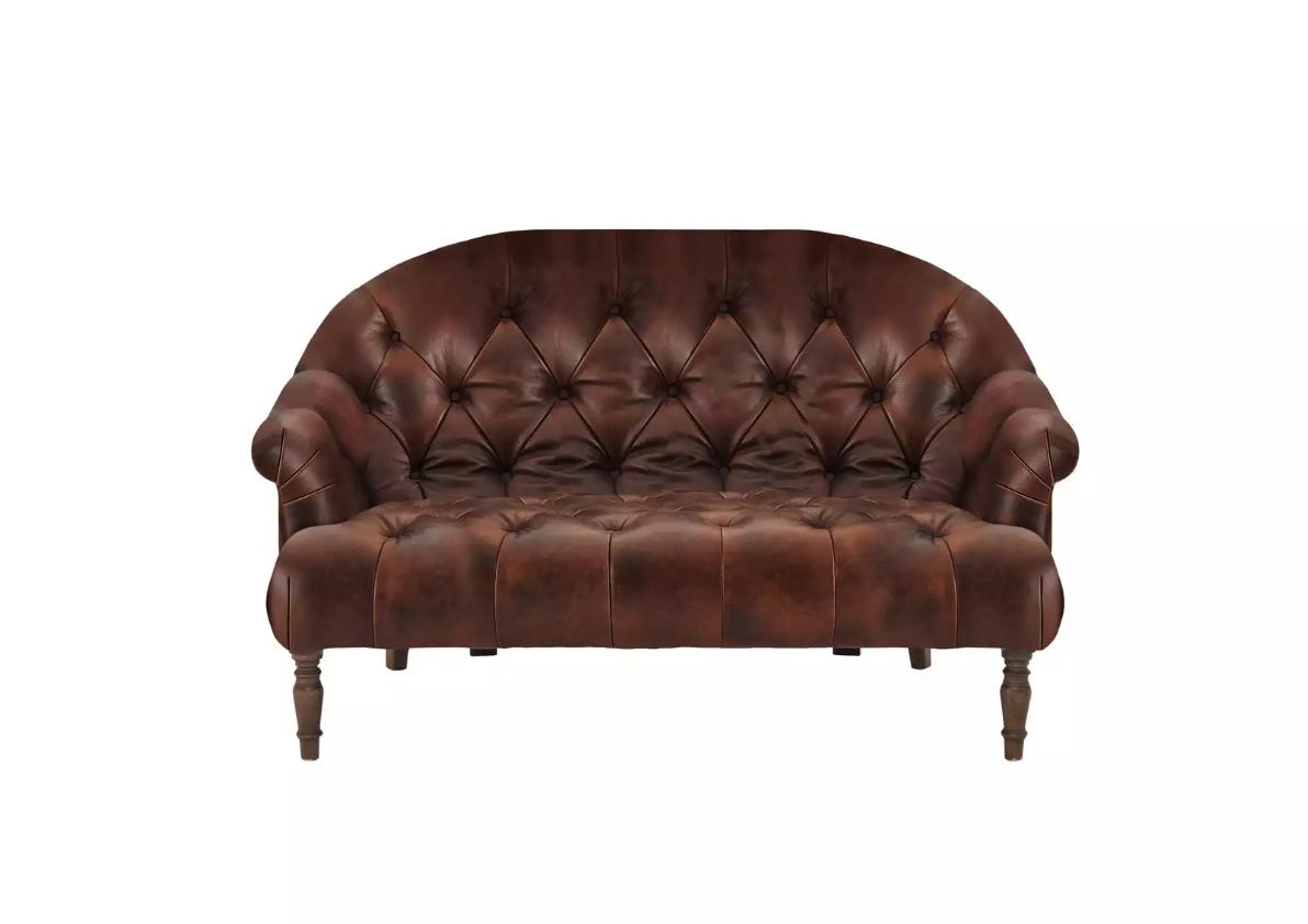 Chesterfield sofa 2-seater couch upholstery fabric faux leather Brown Rustic Style Sofa