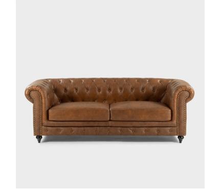 Chesterfield sofa couch upholstery Faux leather couches upholstery 2-seater Brown Sofa