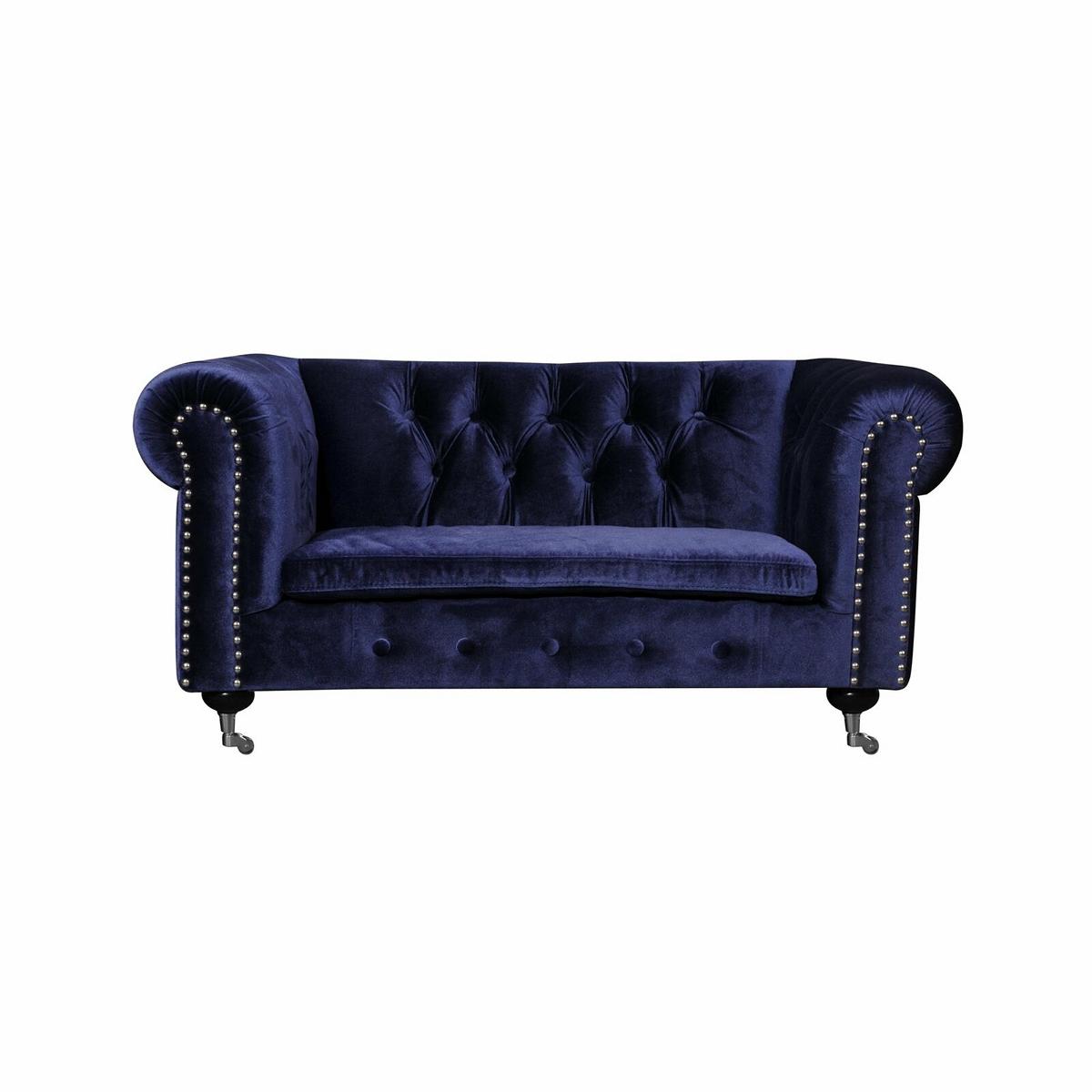 Baroque Rococo Style sofa couch - Chesterfield fabric 2-seater leather textile with Casters jvfurniture®