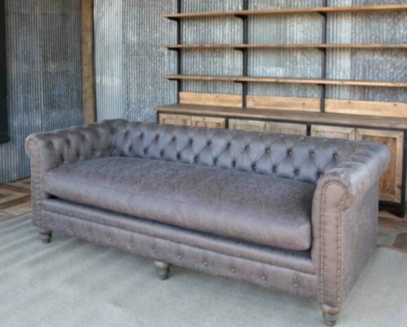 Chesterfield 3-Seater Classic Luxury Baroque Rococo Sofa Textile Leather Couch Grey