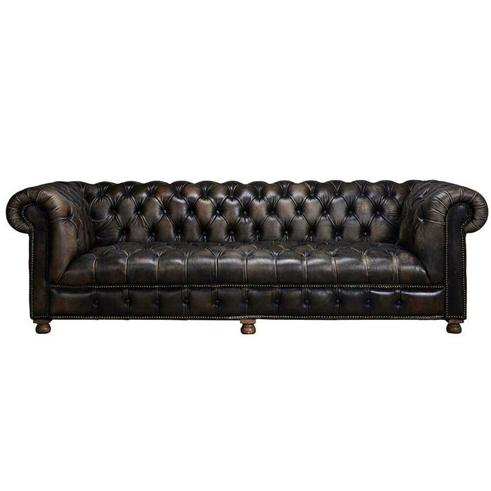 Classic Chesterfield Couch Black English Living Room Couches Sofas Upholstered 5-Seater XXL