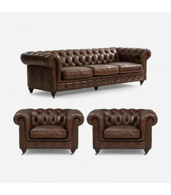 Sofa Set 3 + 1 Seaters Living Room Couches Upholstery Seat Chesterfield Couches Textile Leather New