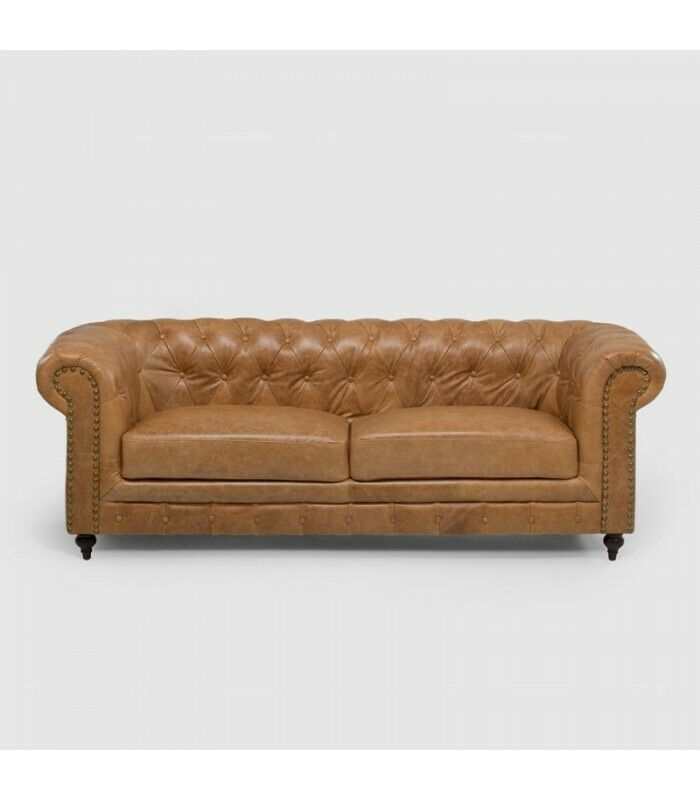 Chesterfield 3-Seater Classic Luxury Baroque Rococo Sofa Textile Leather Couch