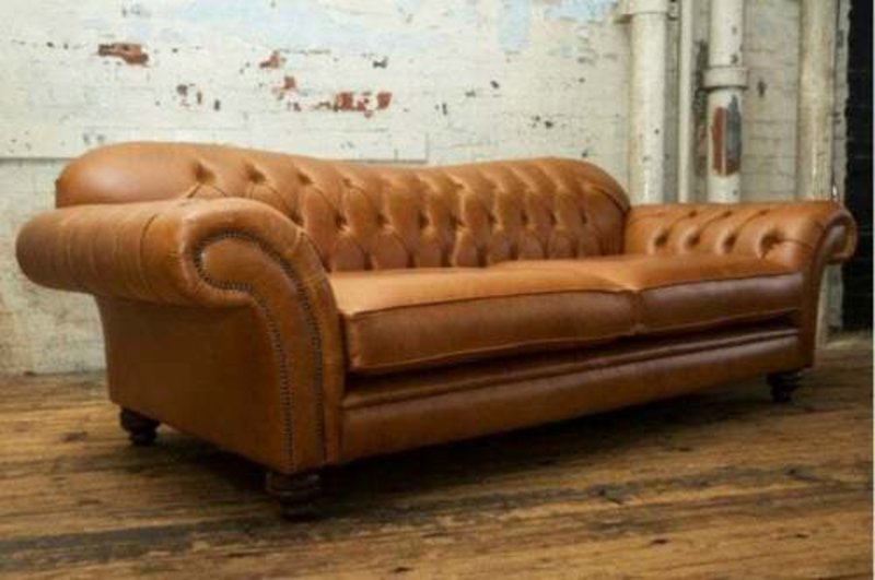 Chesterfield Luxury Designer Couch - Ideal Living Room Sofa Leather Brown