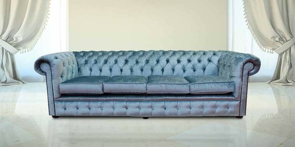 Chesterfield 4 Seater Classic Luxury Baroque Rococo Sofa Couch Textile Leather