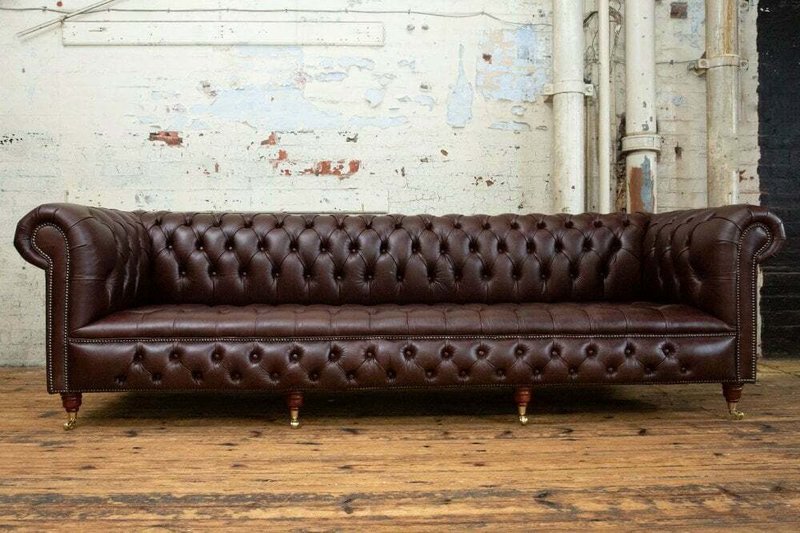 Chesterfield 4 Seater Classic Luxury Baroque Rococo Sofa Couch Sofa Leather New