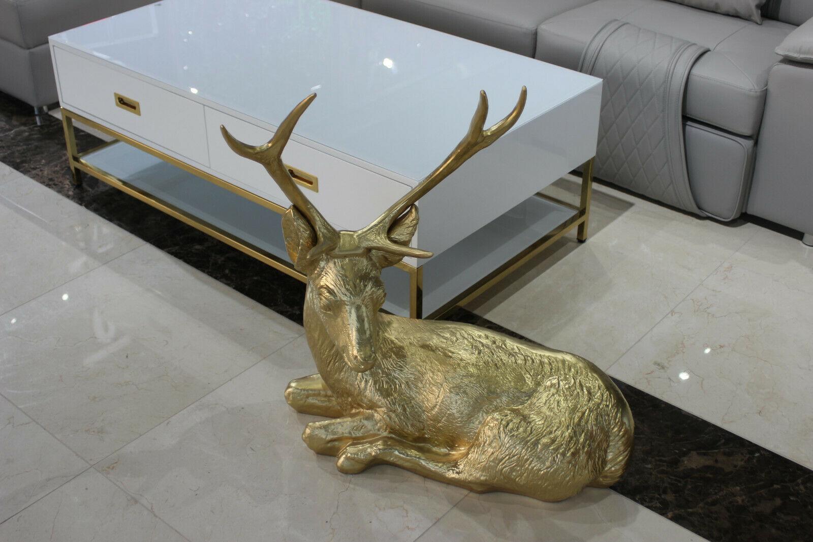 Design Figure Statue Sculpture Statues Deer Gold Figures 75cm - IMMEDIATELY