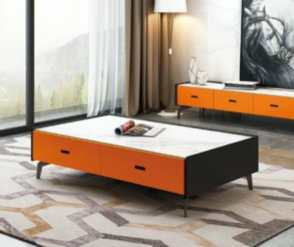 Italian Style Furniture Coffee Table Glass Tables Designer Table Living Room Orange