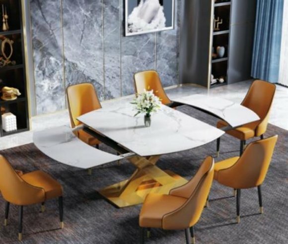 Multifunction Style Furniture Dining Room Group Seat Upholstery Table Set 7pcs.Table