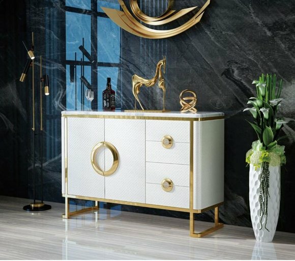 Fine Design Chest of Drawers Sideboard Italian Chests of Drawers Lowboards Leather White Furniture