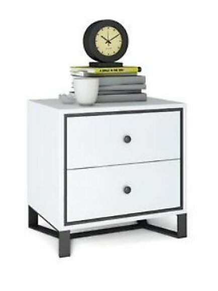 Nightstand Chest of Drawers Side Table High Gloss Gold Stainless Steel Console