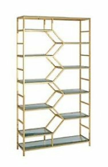 Metal shelf partition designer luxury shelves gold cabinet 3 parts. 120x200cm wall