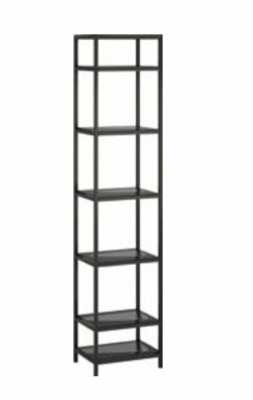 Shelf Glass Metal Floor Standing Shelf in Modern Design in Black