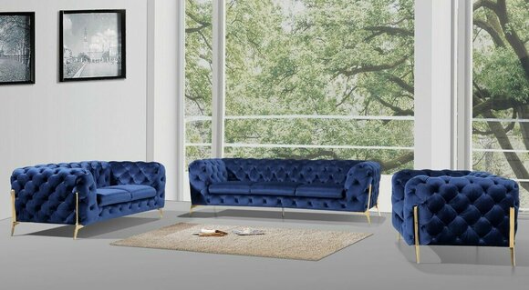 Italian Sofa 2x Single Seater Couch Set Upholstery Set Chesterfield New 1+1 Seat