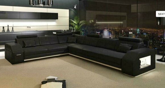 Designer Sofa Couch Corner Sofa Leather Textile Upholstery Set Living Room Landscape L Shape