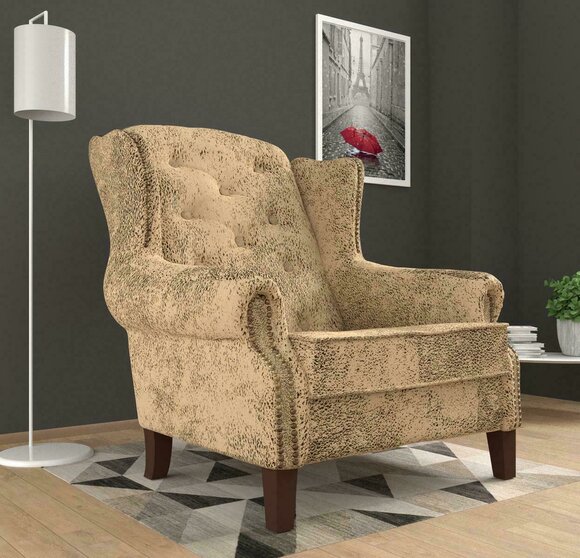 Wing Chair Lounge TV Club Upholstered Seater Armchair Design Couch Sofa Relax