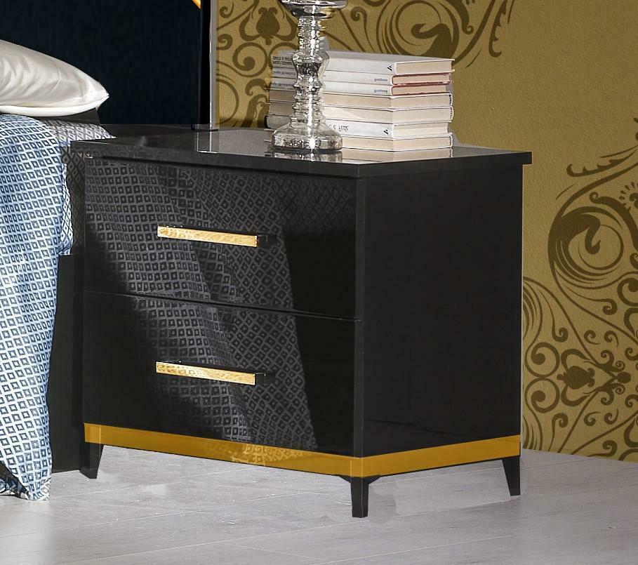 Modern style luxury bedside gloss table with 2-sliding drawers, italian furniture