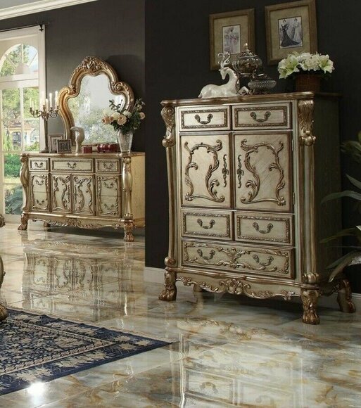 Classic Baroque Antique Style Chest of Drawers Real Wood Sideboard New