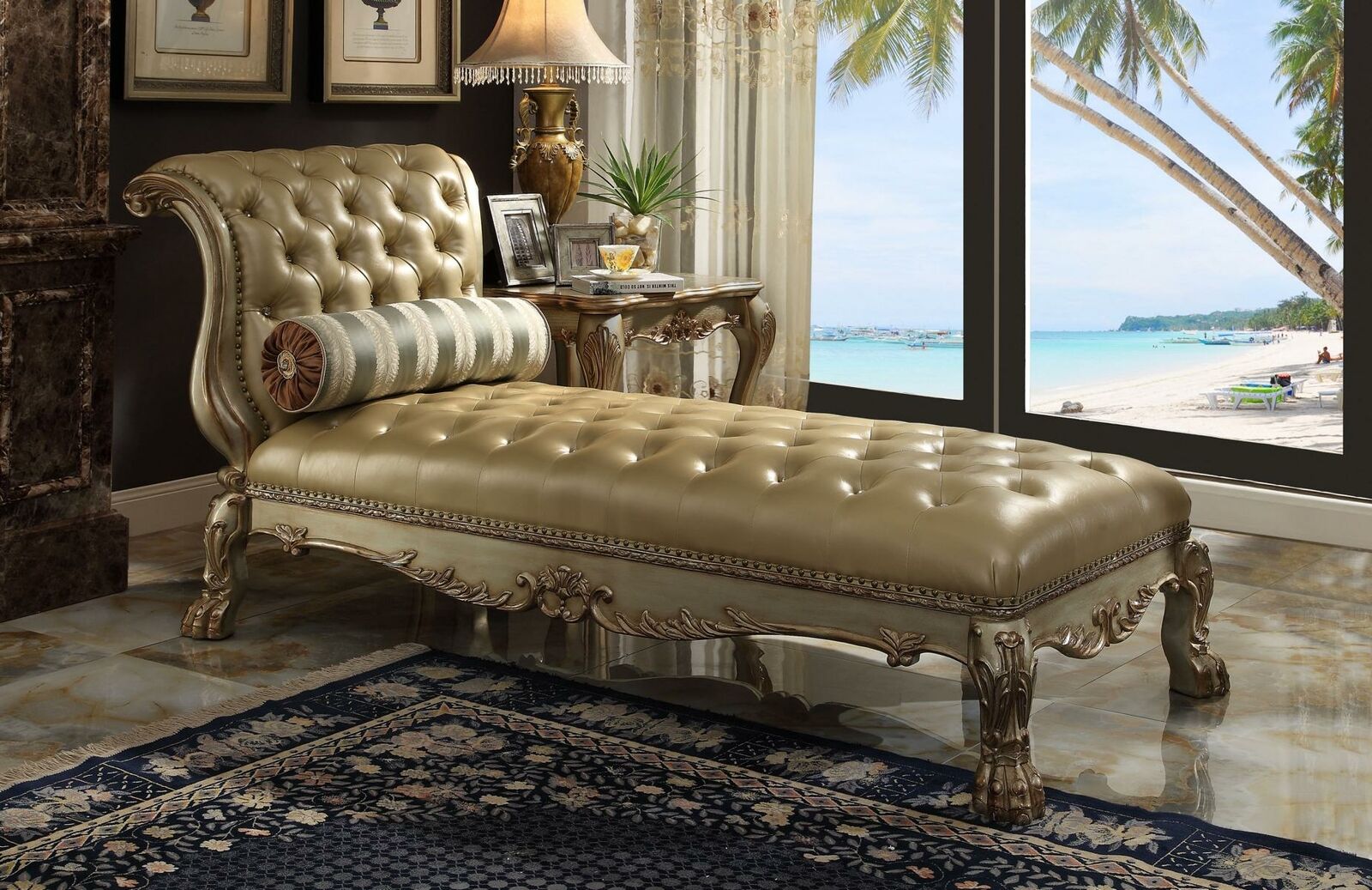 Chaise longues Chesterfield Chaise Leather Sofa Golden Loungers Chesterfield