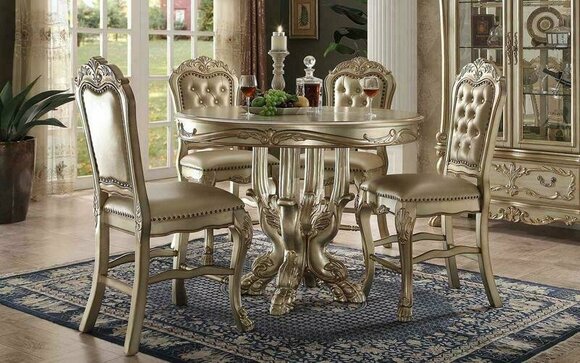 Classic Dining Table Wooden Dining Room Set 4x Chair Set Chairs 5 pcs Set