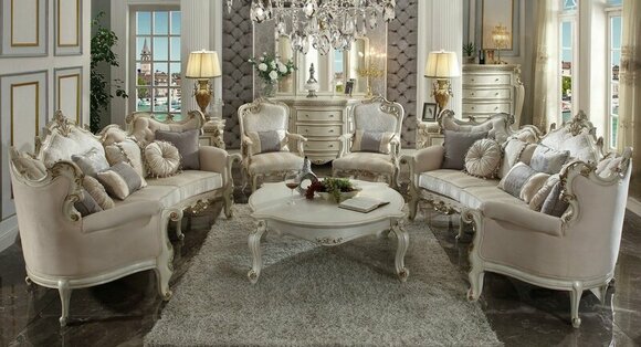 Half Round Four Seater Living Room Couch Textile Baroque Rococo Luxury Sofa Sofas New