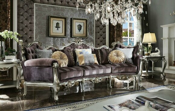 Classic Four Seater Living Room Couch Textile Baroque Rococo Luxury Sofa Sofas New