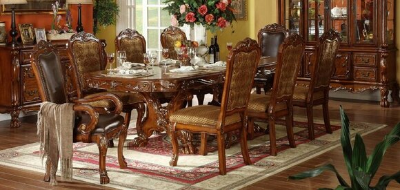 Classic Dining Table Wood Dining Room Set 6x Chair Set Chairs 7 pcs Set