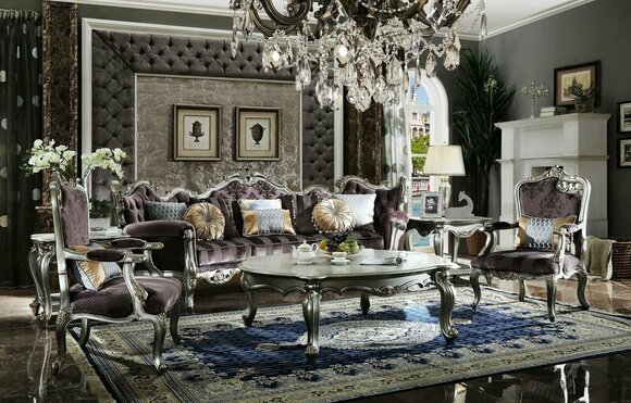 Sofa Set 4+1+1 Seater Coffee Table 4pcs Set Design Sofa Couches Baroque Rococo