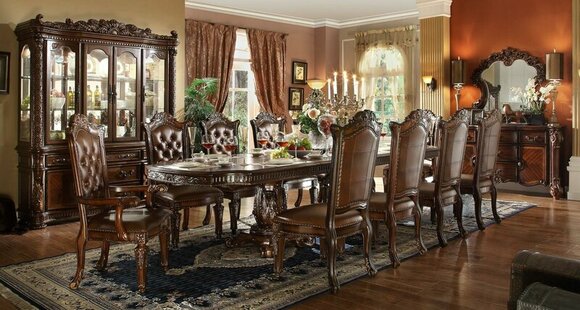 Dining Room Set 9pcs Baroque Rococo Table 8x Chairs Chair Wood Group New