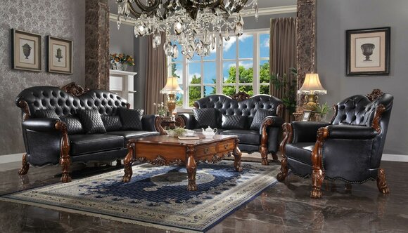 Designer sofa set 3+2+1 seater sofa couch leather set upholstery set wood