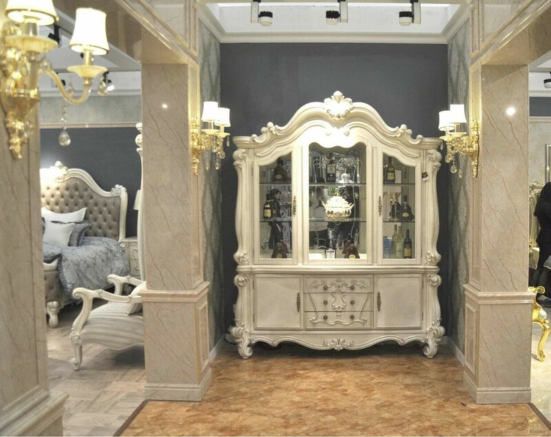 Luxury Display Case Glass Cabinet Antique Style Baroque Rococo Wood